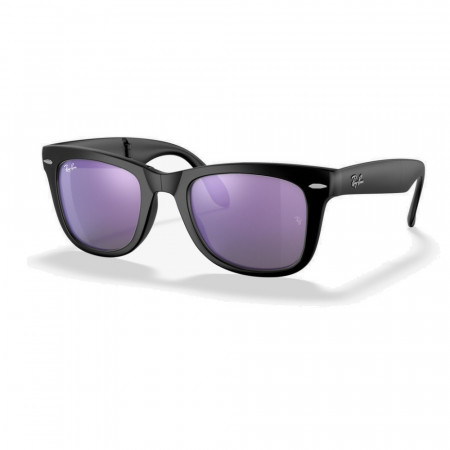 RAY-BAN 0RB4105 FOLDING WAYFARER REMIX - MATTE BLACK/ PURPLE MIRROR (601S1M)