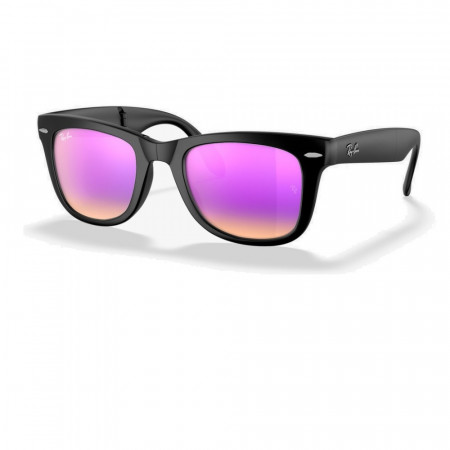 RAY-BAN 0RB4105 FOLDING WAYFARER REMIX - MATTE BLACK/ FLASH CICLAMINO  (601S4T)